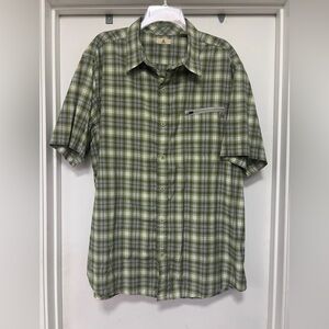 Ascend short sleeve green/gray plaid button up - size XL